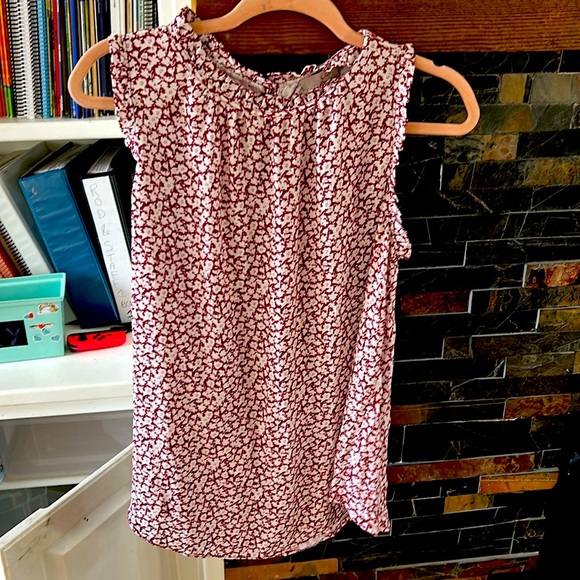 LOFT Maternity Blouse Small Red Floral - Picture 1 of 3